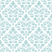 Scroll Damask Ptn Blue on White